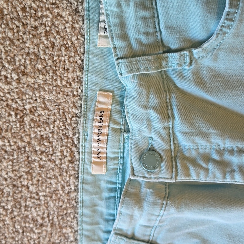 Jones New York Women's Teal Chelsea Cuffed Capris Size 12 - Picture 4 of 8